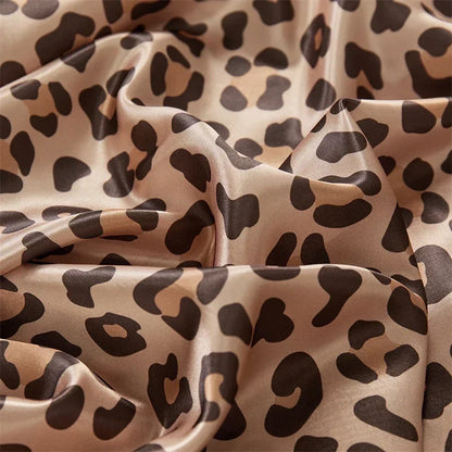 Luxury Satin Leopard Print Bed Sheet Set by Decobites - Queen/King Size