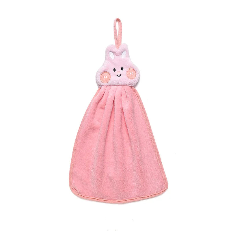 DecorBites™ Cartoon Animal Hand Towel: Soft & Absorbent Coral Velvet Cloth for Home & Kitchen