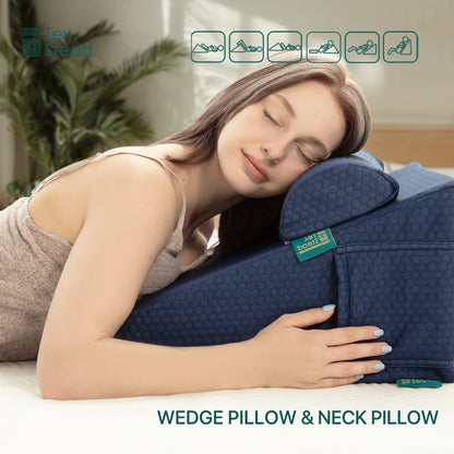 Decobites Memory Foam Wedge Pillow for Acid Reflux Relief & Comfort Support