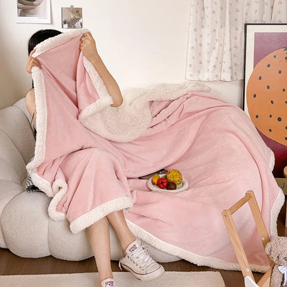 DecorBites™ Lamb Wool Multi-Purpose Blanket: Soft & Warm Sofa Cover, Office Quilt