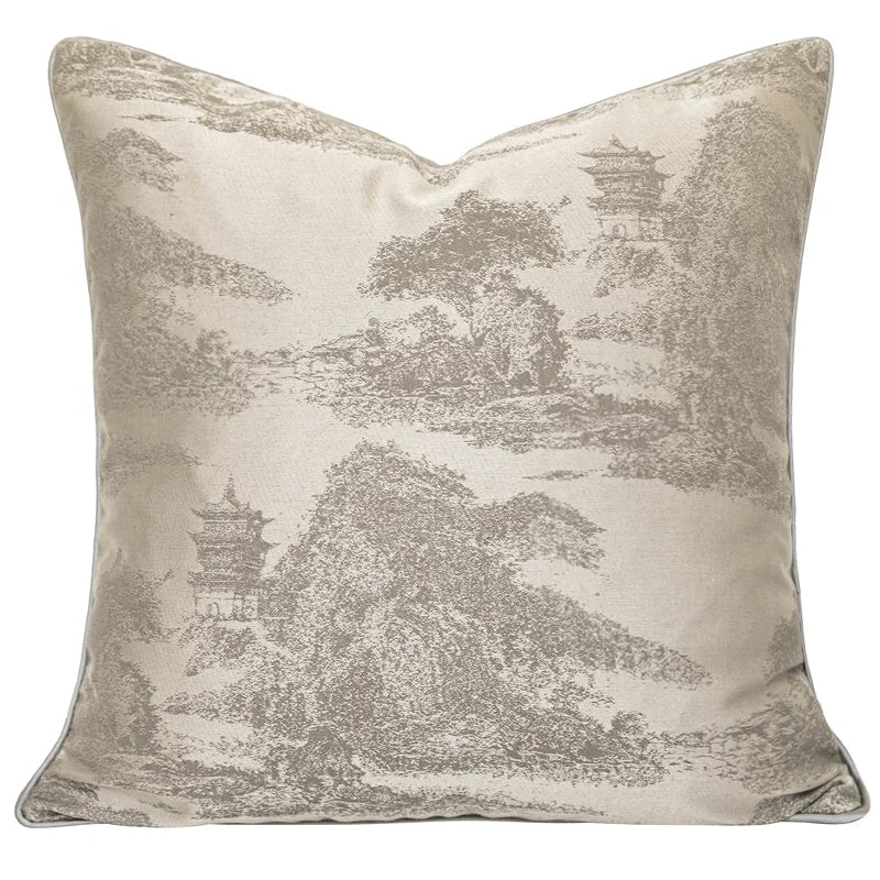 Funda de cojín DecorBites™ con jacquard geométrico de cuatro hojas dorado - Decoración de lujo para el hogar