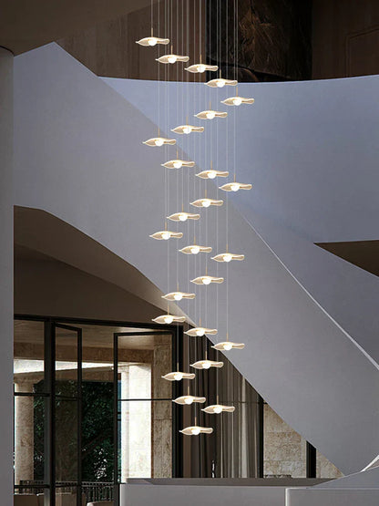 DecorBites™ Gold Acrylic Chandeliers LED Pendant Lamp Modern Staircase Living Room Lighting