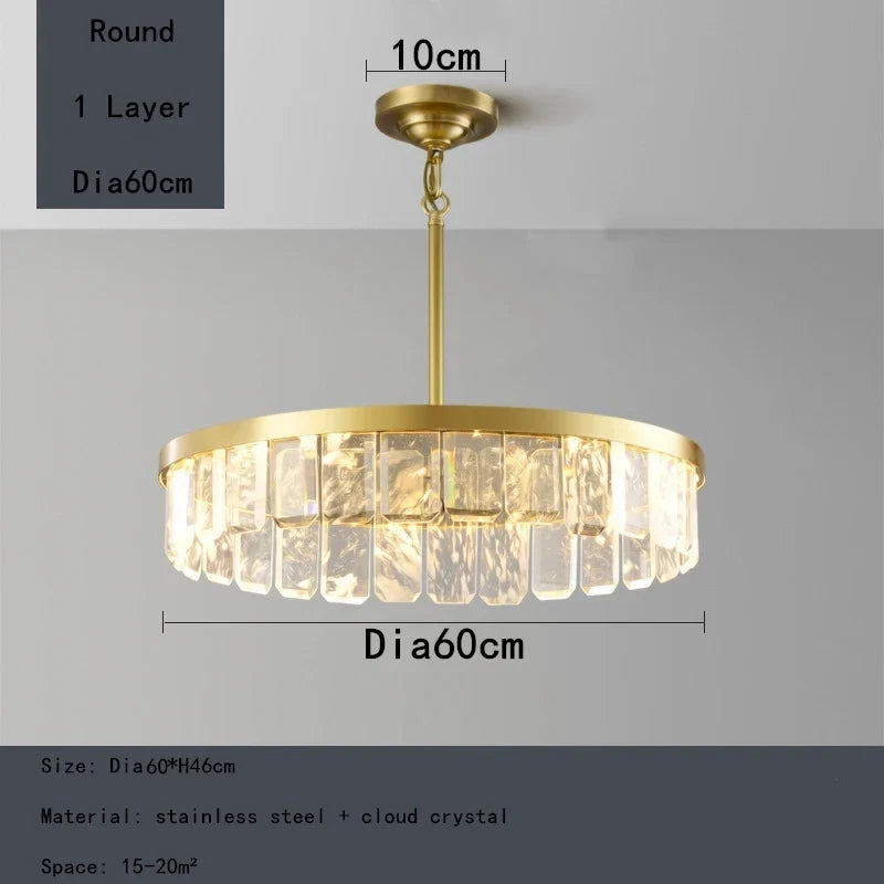 DecorBites™ Cloud Mist Crystal Chandelier for Home Hotel Stainless Steel Pendant Lamp