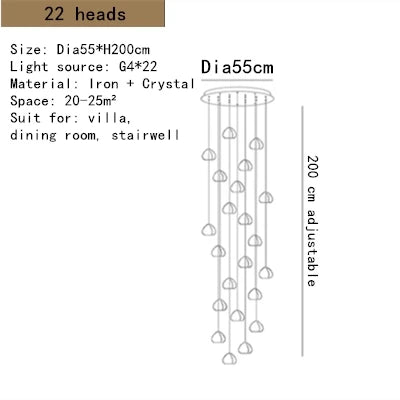 DecorBites™ Crystal LED Ceiling Chandeliers Bedroom Living Room Staircase Pendant Lamp