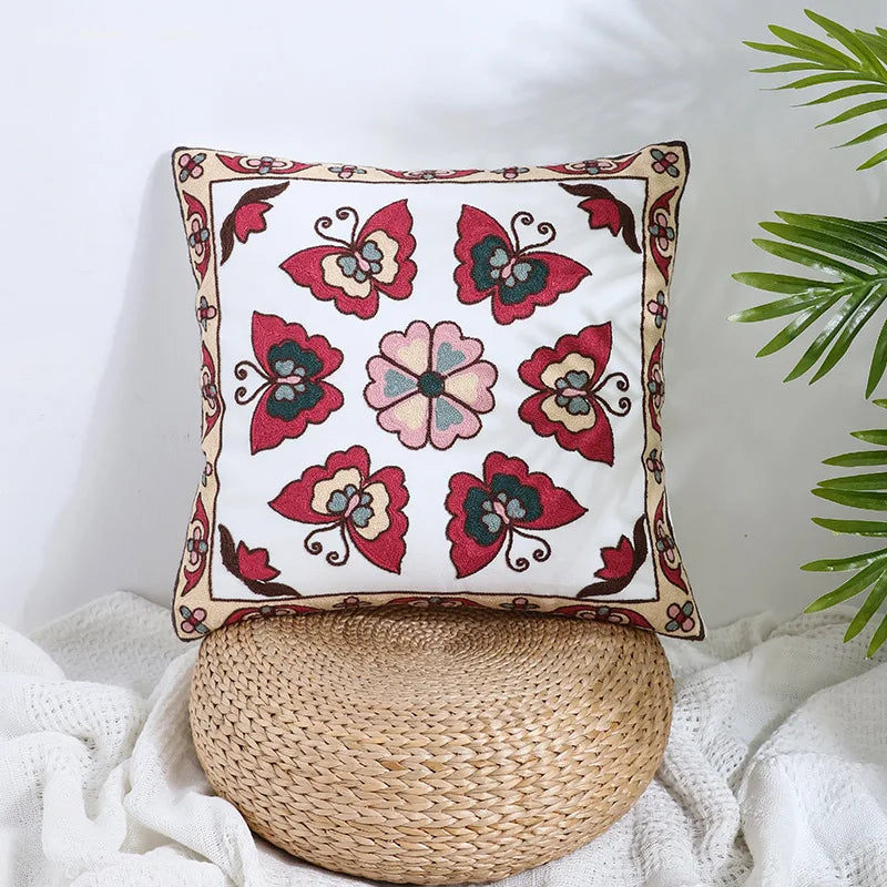 DecorBites™ Boho Farmhouse Floral Square Pillow Cover Set of 2