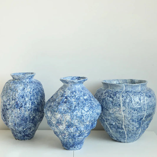 DecorBites™ Blue Ceramic Vase Hydroponic Terrarium Flowerpot Decoration Home Flower Vase