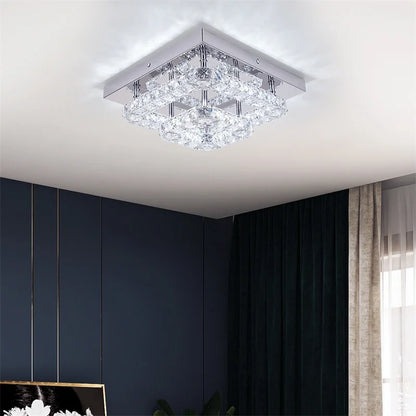 DecorBites™ Crystal LED Ceiling Light Plafon Chandelier Stainless Steel Luminaria