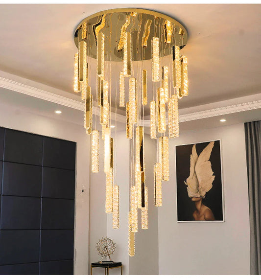 DecorBites™ Large Crystal Luxury Chandelier for Living Room Dining Hall Stair Suspension