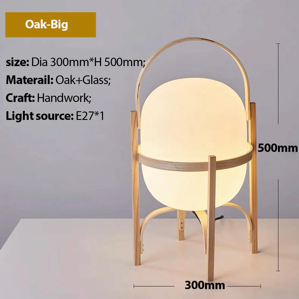 Wood Frame Glass Lamp