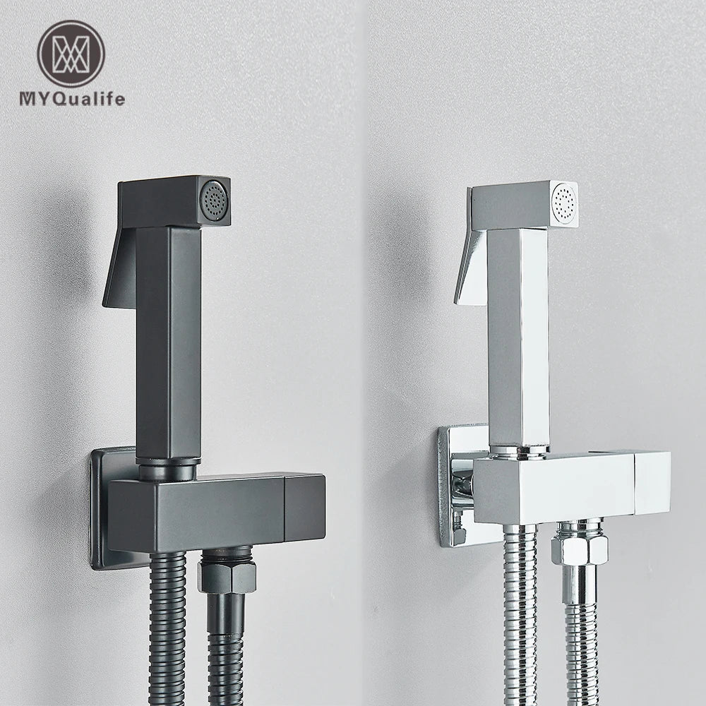 DecorBites™ Brass Bidet Faucet Single Cold Water Black Toilet Sprayer Valve Jet Set