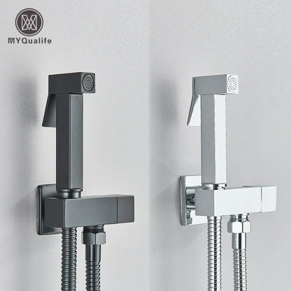 DecorBites™ Brass Bidet Faucet Single Cold Water Black Toilet Sprayer Valve Jet Set