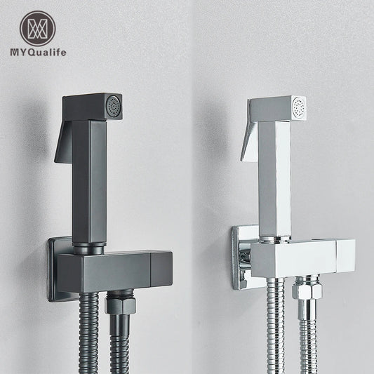 DecorBites™ Brass Bidet Faucet Single Cold Water Black Toilet Sprayer Valve Jet Set