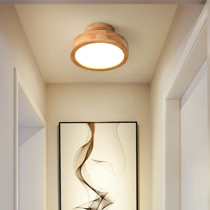 DecorBites™ Circular Wood Ceiling Lamp LED Lighting for Living Room, Bedroom, Hallway, and Bathroom