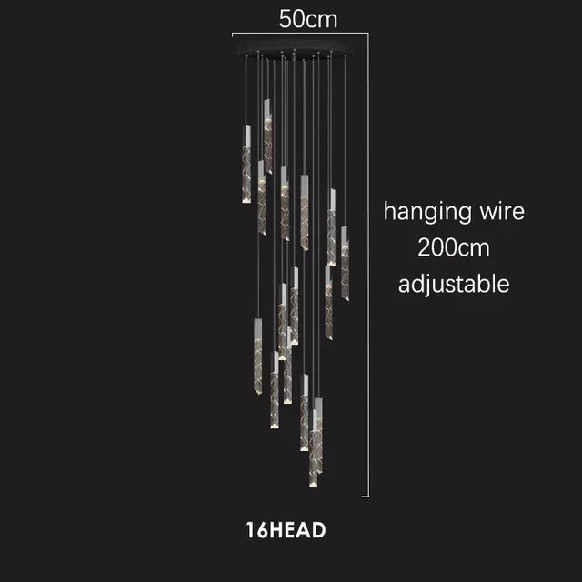 DecorBites™ Crystal Chrome LED Chandelier: Luxury Duplex Stair Loft Pendant Light for Living Room