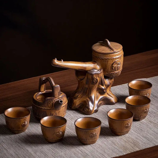 DecorBites™ Ceramic Kung Fu Tea Set: High-End, Retro, Anti-Scalding, Easy Home Brewing
