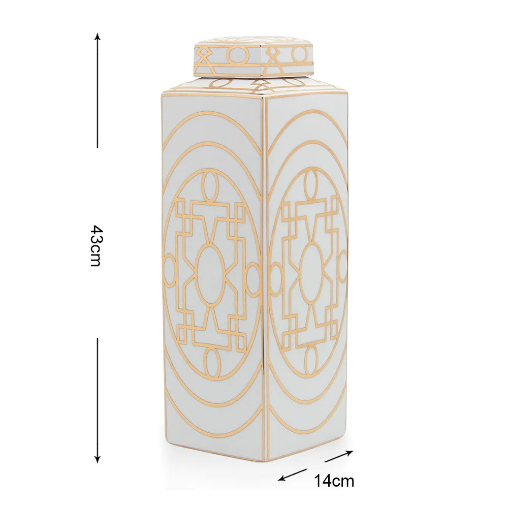 Decorbites™ Goldkorn-Keramik-Zylinder-Speichergefäß Vintage-Vase Taschentuchbox Ornamente