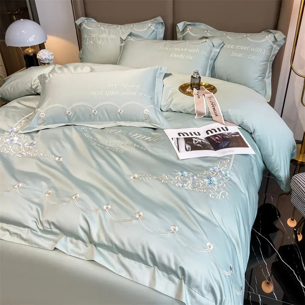 DecorBites™ Egyptian Cotton Bedding Sets | Solid Sheet Pillowcase | King Queen Double Size