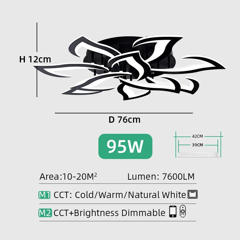 DecorBites™ LED Ceiling Light Chandelier Remote Control Dimmable Art Decor for Living Room Home Bedroom