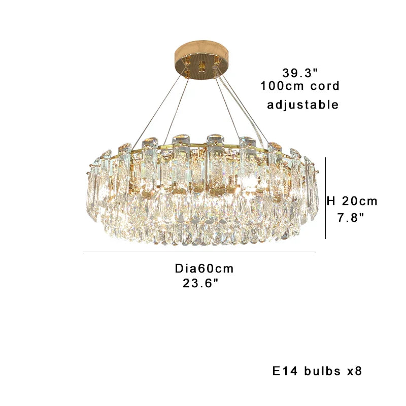 DecorBites™ Clear Crystal Oval Chandelier | Luxury Dining Room Light | Height Adjustable Hanglamp