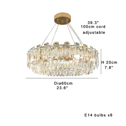 DecorBites™ Clear Crystal Oval Chandelier | Luxury Dining Room Light | Height Adjustable Hanglamp