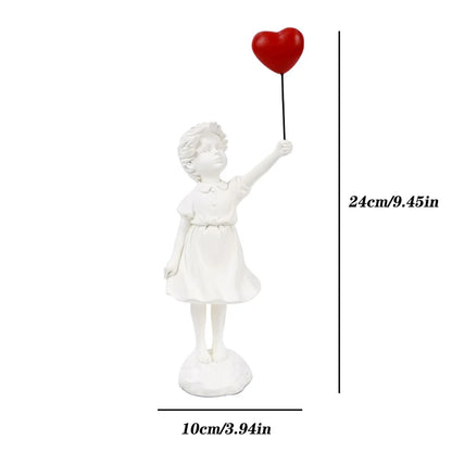 DecorBites™ Flying Love Balloon Girl Sculpture: Abstract Modern Home Office Decor & Gift