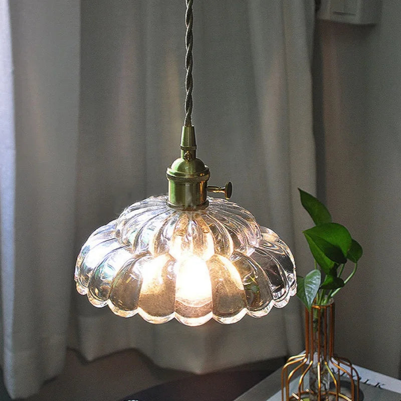 DecorBites™ Glass Flower LED Pendant Light, Adjustable Knob Switch, Modern Design