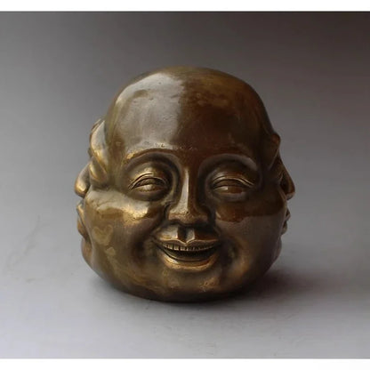 DecorBites™ Bronze Four Faces Buddha Head Statue - Emotive Life-like Artwork