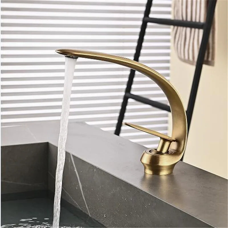 Tuqiu Antique Bathroom Faucet White Sink Mixer Tap Brass Hot Cold Brush Gold Wash basin Faucet Single Handle Crane For Bathroom