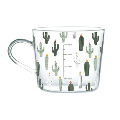 DecorBites™ 500ml Glass Mug with Handle and Scale for Breakfast Milk at Home or Office