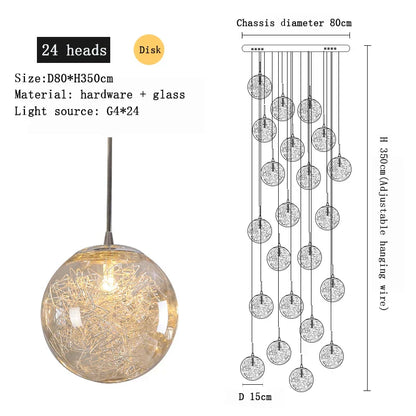 Lámpara de techo de cristal DecorBites™ para sala de estar tipo loft moderna, hogar, hotel, cocina, dormitorio