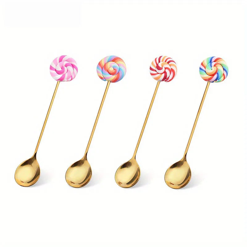 DecorBites™ 4PCS Stainless Steel Creative Candy Donut Dessert Fork and Coffee Spoon Set