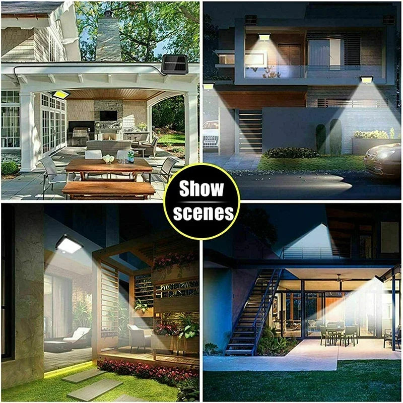 DecorBites™ 160COB Apliques solares de pared para exteriores con sensor de movimiento y control remoto para jardín y calle