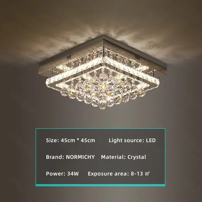 DecorBites™ Crystal LED Chandelier Silver Chrome Remote Control Light