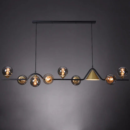 ثريا LED فاخرة من DecorBites™ باللون الأسود الذهبي من الزجاج