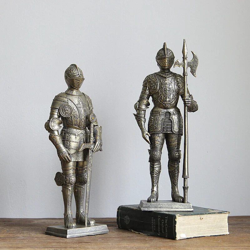 DecorBites™ Iron Armored Soldier Knight Sculpture Home Decor Figurine