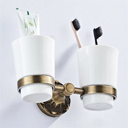 DecorBites™ Brass Bathroom Hardware Set: Shelf, Toilet Brush Holder, Paper & Towel Holder