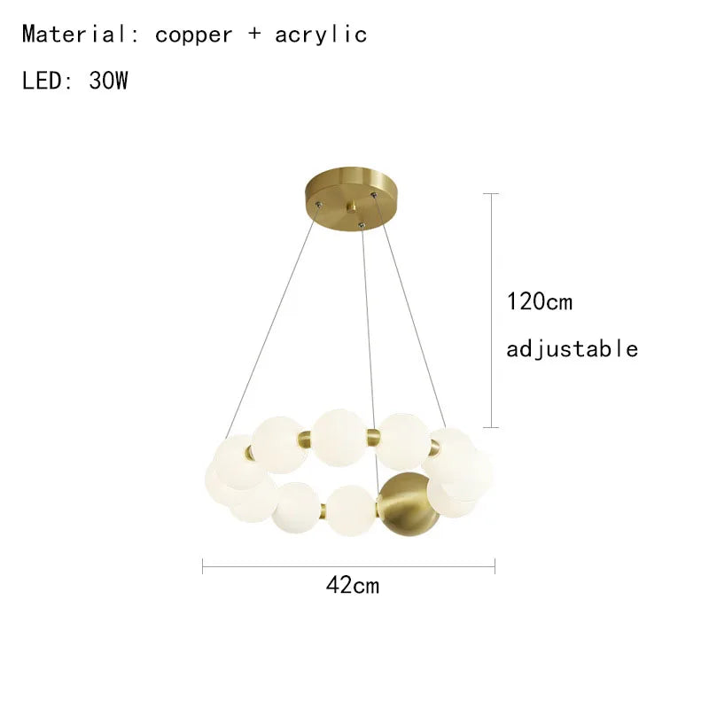 DecorBites™ Brass LED Chandelier with Acrylic Ball - High Quality Dimmable Lighting