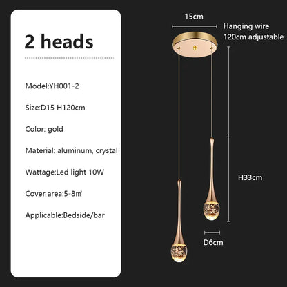 DecorBites™ Crystal Chandelier: Modern LED Pendant Light for Villa Living Room and Attic