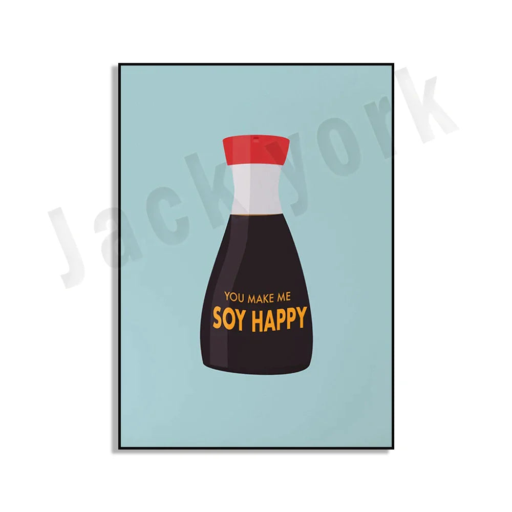 ملصق فني طعام من DecorBites™ Blue Cool Beans Pesto Pasta Soy Pun