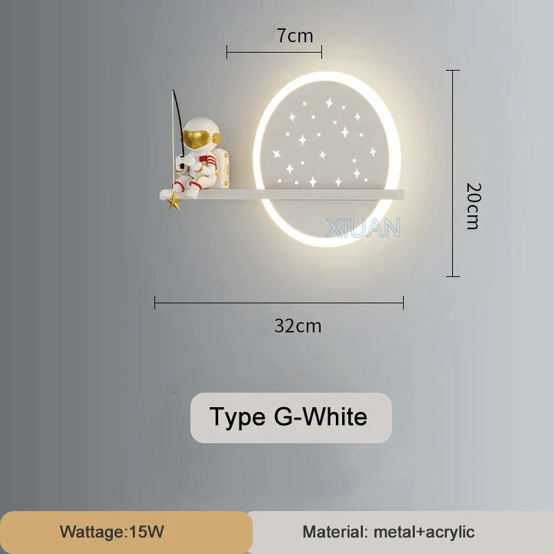 DecorBites™ Astronaut Wall Lamp: Gold White Black Bedroom Decor Resin Wall Mount Light