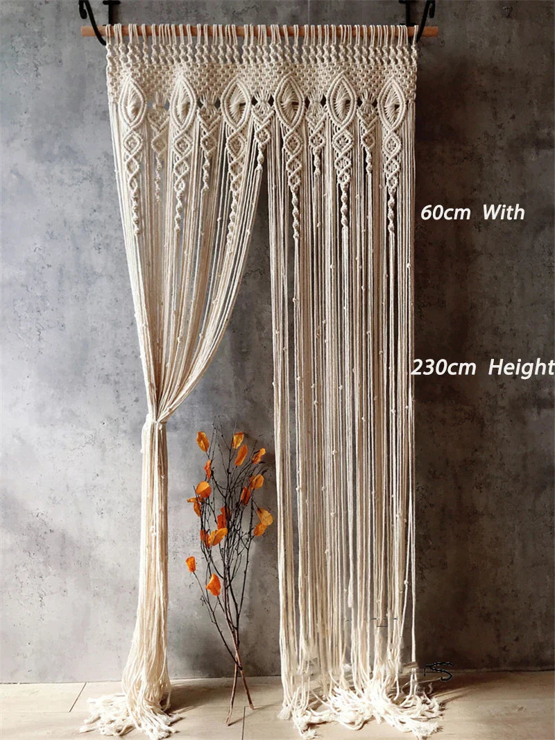 Macrame Cotton Door Curtain | Boho Wall Hanging Tapestry by Decobites