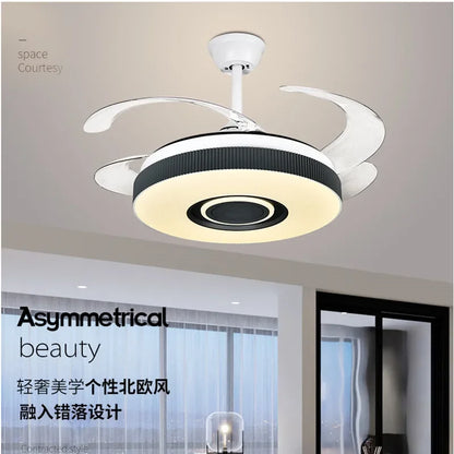 DecorBites™ Retractable Ceiling Fan Chandelier with Remote Control and Invisible LED Lights