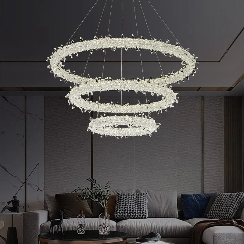 Lámpara colgante LED de círculo de cristal Luxe Decorbites™ - Estilo Art Deco regulable