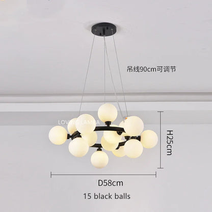 Lámpara colgante tipo araña LED con bola de cristal DecorBites™, diseño redondo moderno para iluminación decorativa del hogar