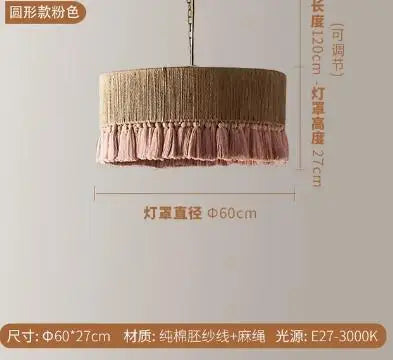 DecorBites™ Boho Fringe Hemp Rope Tassel Pendant Light for Office Bedroom Living Room