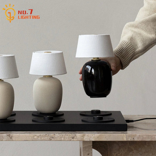 DecorBites™ Black/White/Red Ceramics Table Lamp, Touch Switch USB Charging, Atmosphere Desk Light