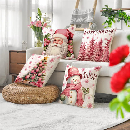 DecorBites™ Christmas Pillowcase: Santa Claus Snowman Print for Living Room Sofa Decor