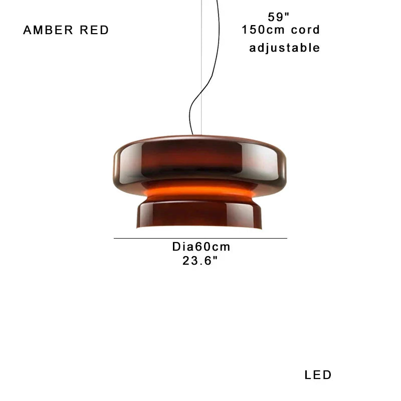 Green Glass Pendant Light Polished Steel 60cm
