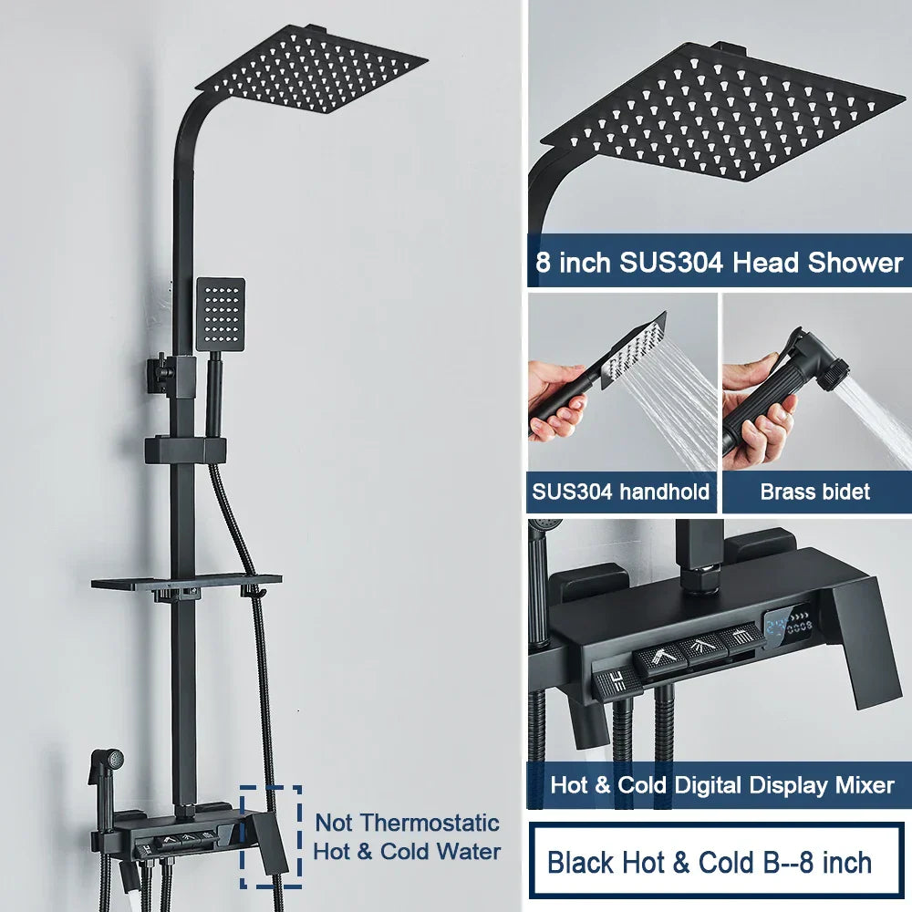 DecorBites™ Digital Display Shower System with Thermostatic Control and Tub Spout