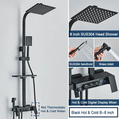 DecorBites™ Digital Display Shower System with Thermostatic Control and Tub Spout